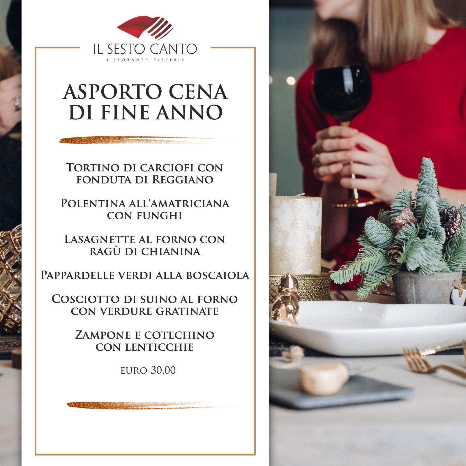 Asporto cena fine anno 2021 - 2022 - Città di Castello - il sesto canto